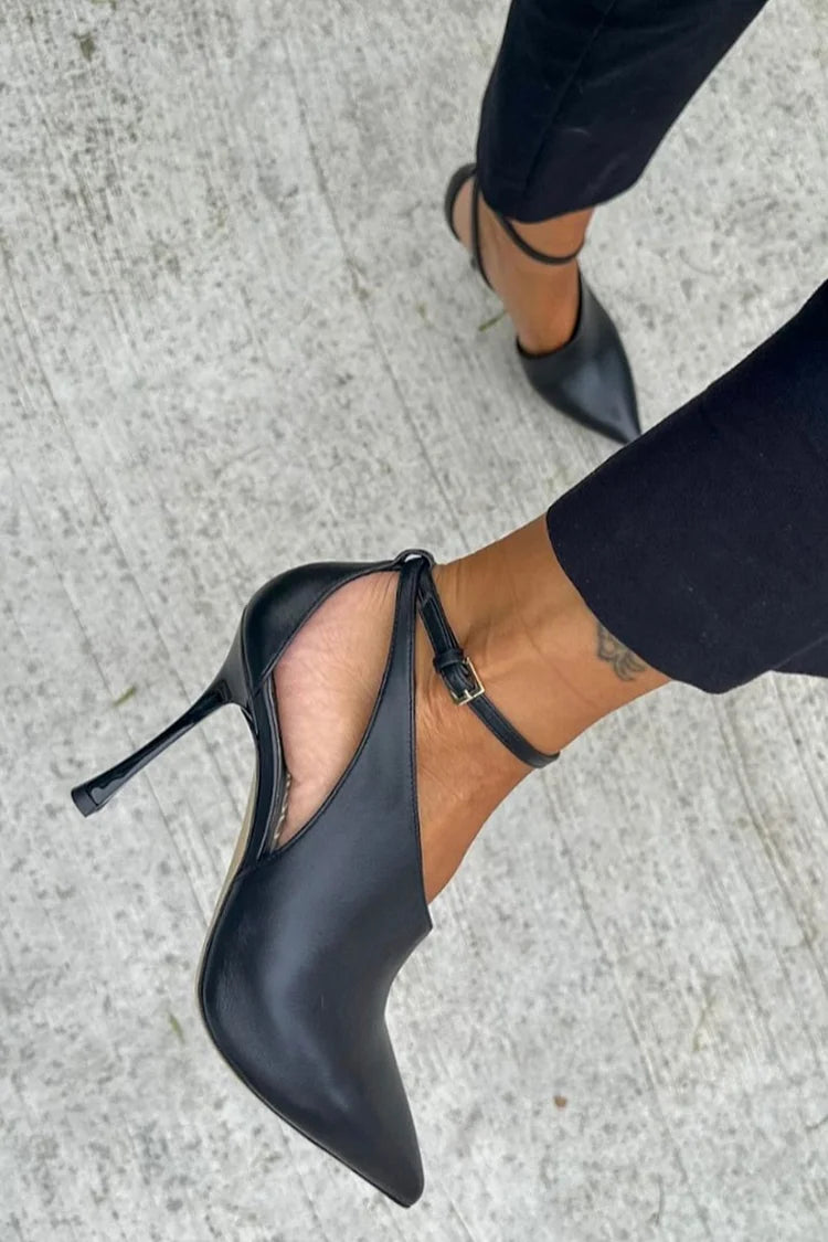 FLAVIA | POINTED TOE COURT SHOES MET ENKELRIEM