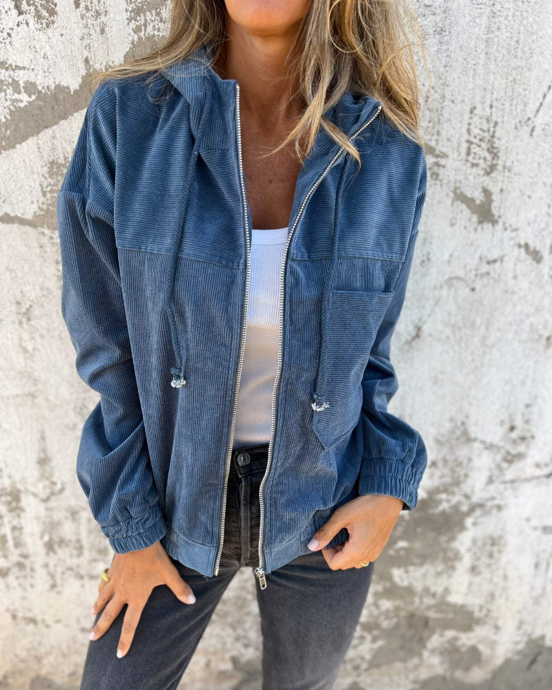 Danna | Cordjack met capuchon en rits