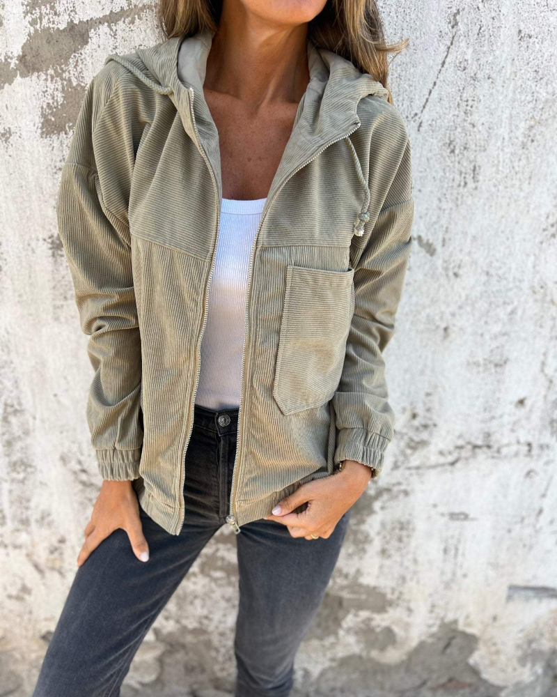 Danna | Cordjack met capuchon en rits