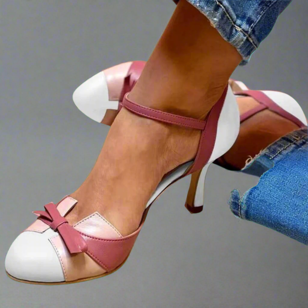 LUCINDA | Elegante kleurblok décolleté met een mooie lintversiering