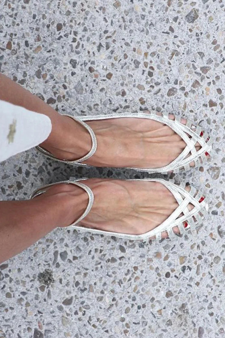 GIADA | Elegante geweven ballerina met enkelbandje voor een verfijnde stijl