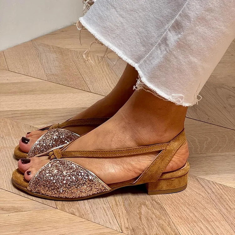 LUCREZIA | Elegante Glitter Sandalen met Lage Zool voor een Chic en Comfortabel Uiterlijk