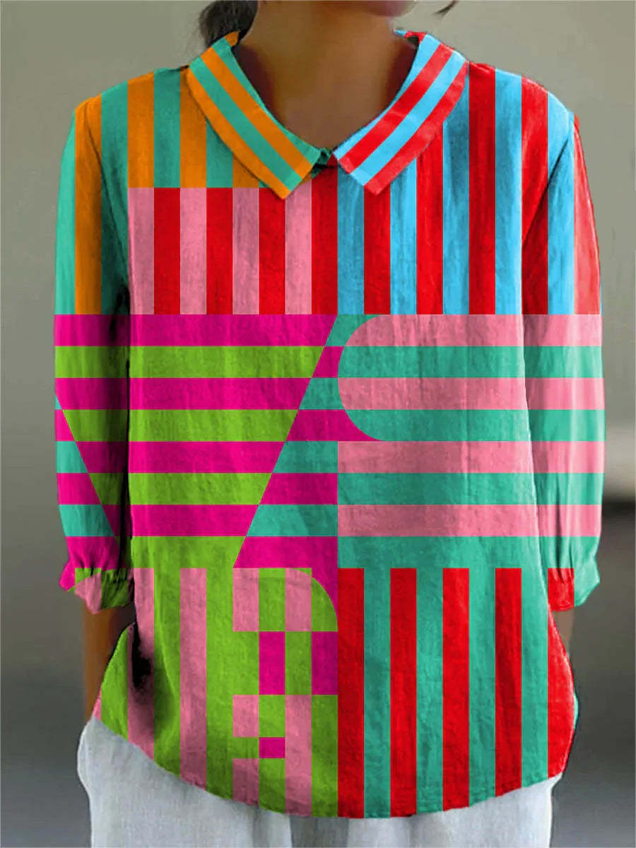 Elle | Vintage Kleurrijke Blouse