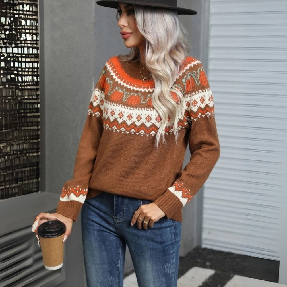 Lia | Casual Print Gebreide Trui