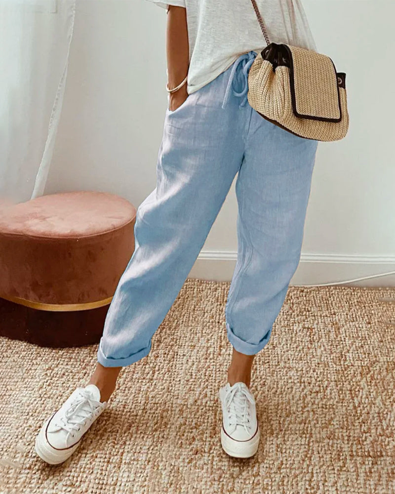 Lucy - Stijlvolle Lichte Linnen Broek
