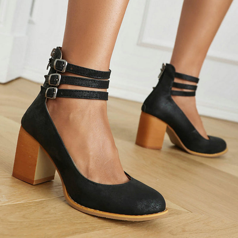 Caa™ | Elegante, soepele sandalen met enkelband en chunky hak voor een verfijnde uitstraling