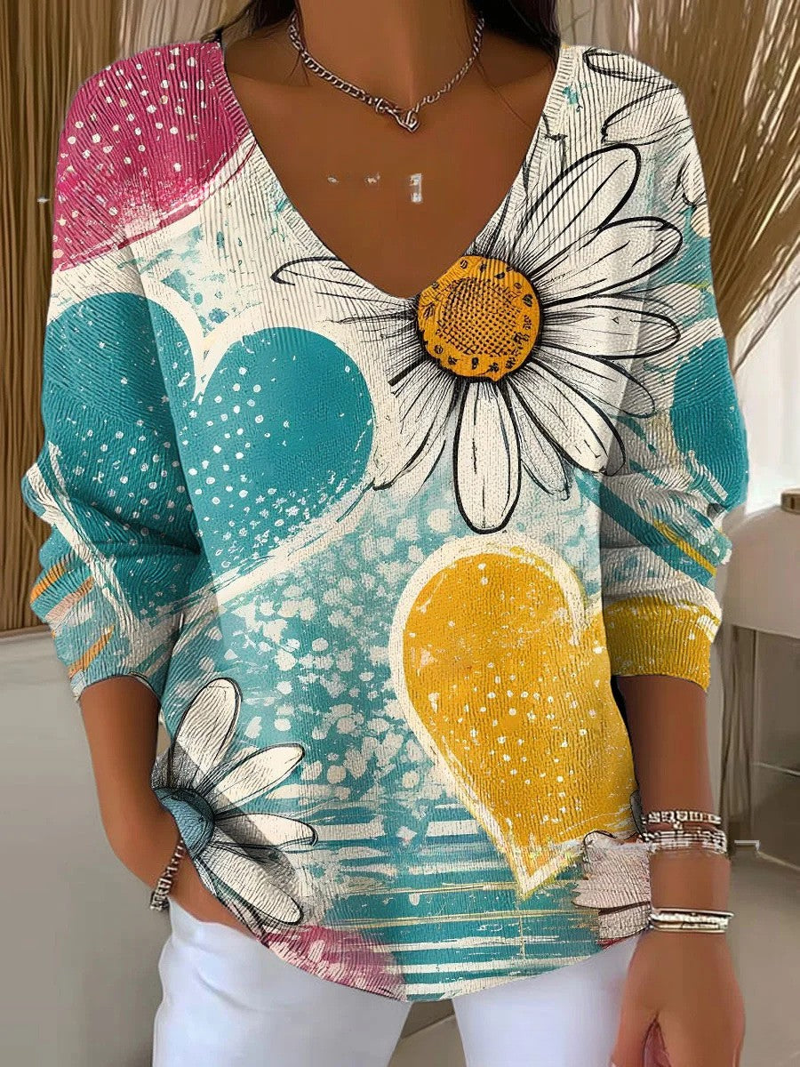 Fenella | Kleurrijke Trui met V-Hals