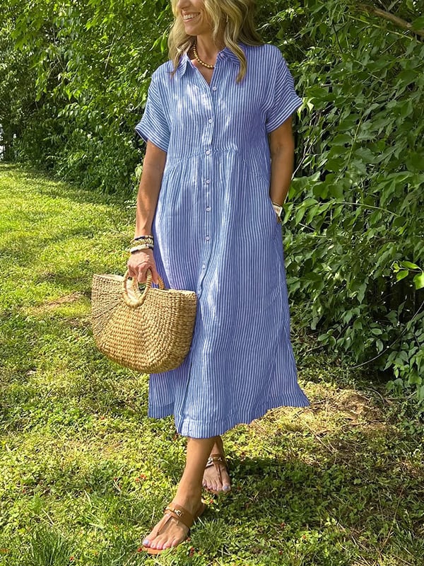Angela | Gestreepte Maxi-Jurk