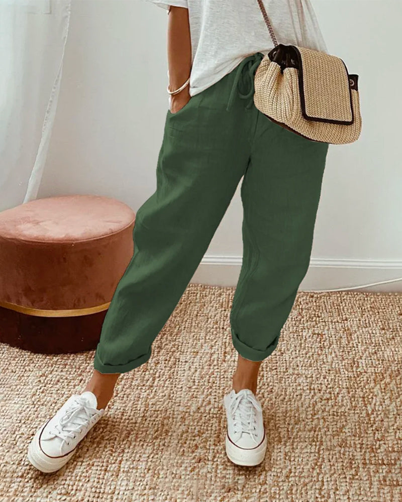 Lucy - Stijlvolle Lichte Linnen Broek