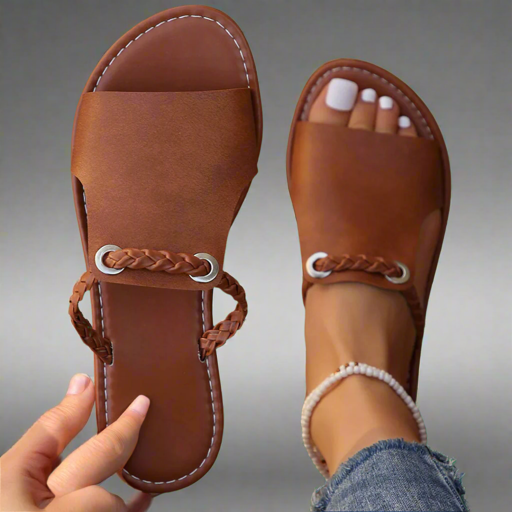 Katelina | Handgemaakte platte sandalen