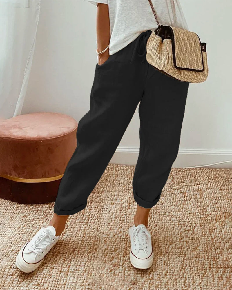 Lucy - Stijlvolle Lichte Linnen Broek