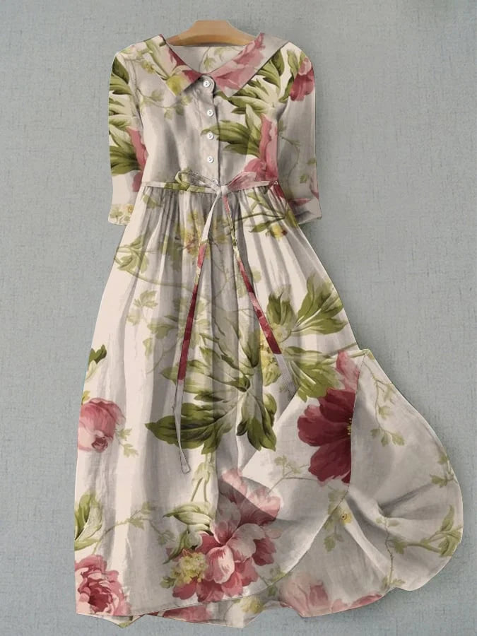 Baylee - Vintage Lace-Up Taille Bloemenjurk