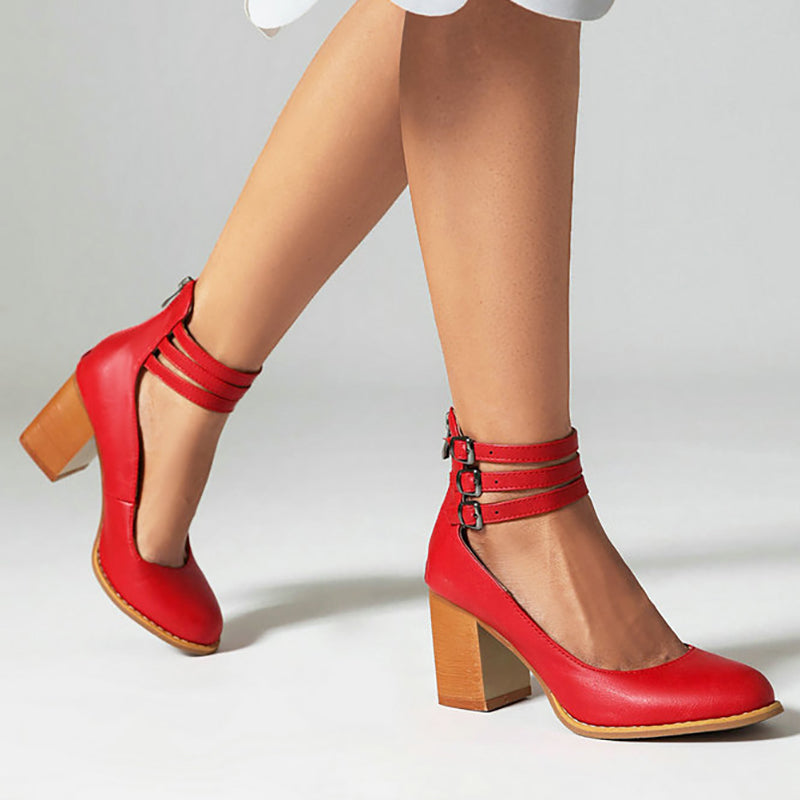 Caa™ | Elegante, soepele sandalen met enkelband en chunky hak voor een verfijnde uitstraling