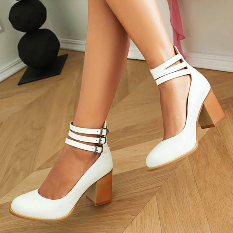 Caa™ | Elegante, soepele sandalen met enkelband en chunky hak voor een verfijnde uitstraling