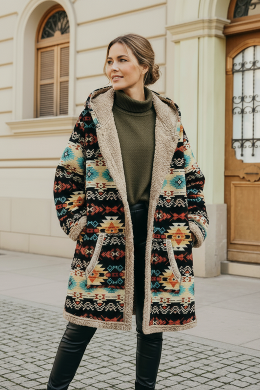 Zoe | Stijlvolle jas met geometrische print