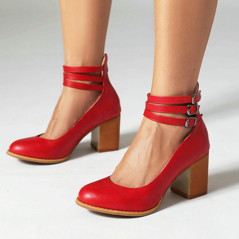 Caa™ | Elegante, soepele sandalen met enkelband en chunky hak voor een verfijnde uitstraling