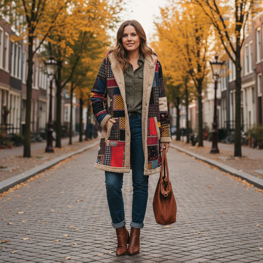 Ava | Vintage warme lange jas met capuchon