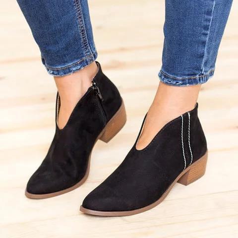 Laura | Elegante V-Cut Dames Enkellaarsjes