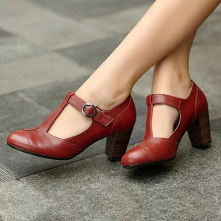 RACHELE | Elegante T-bar pumps met lage hak voor een verfijnde uitstraling