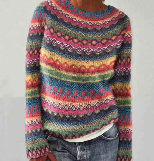 Emily | Dames Meerkleurig Gestreepte Pullover