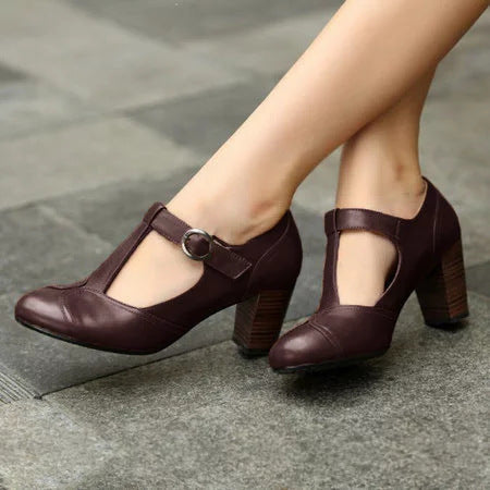 RACHELE | Elegante T-bar pumps met lage hak voor een verfijnde uitstraling