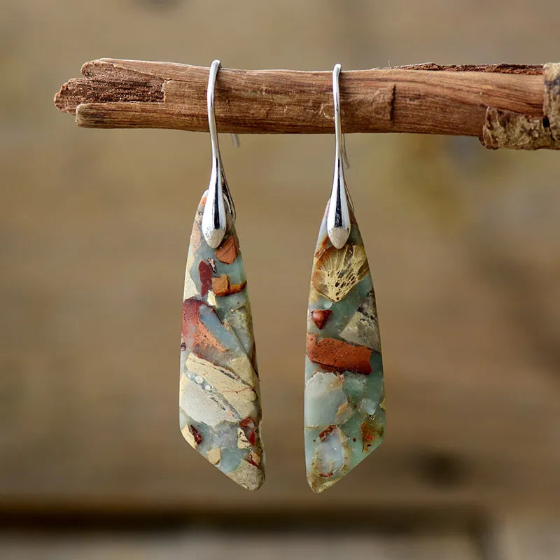 Vintage Oorbellen met Natuurlijke Steen