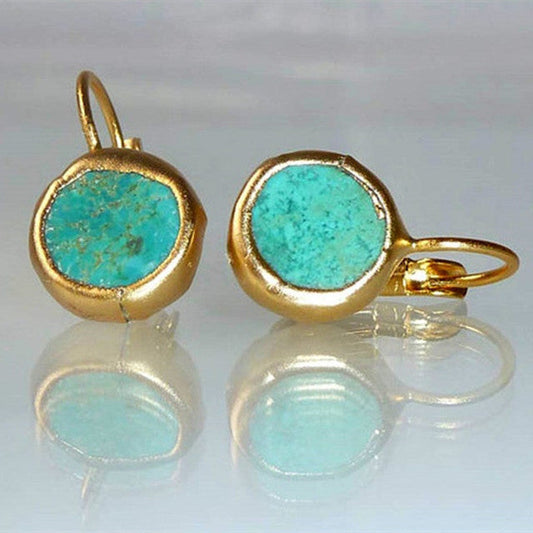 Vintage Gouden Oorbellen met Turquoise