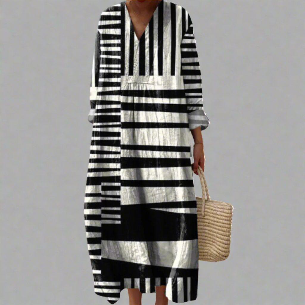 Lydia | Monochrome Maxi Jurk