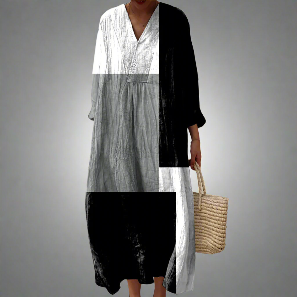 Colette | Abstracte Patchwork Maxi Jurk