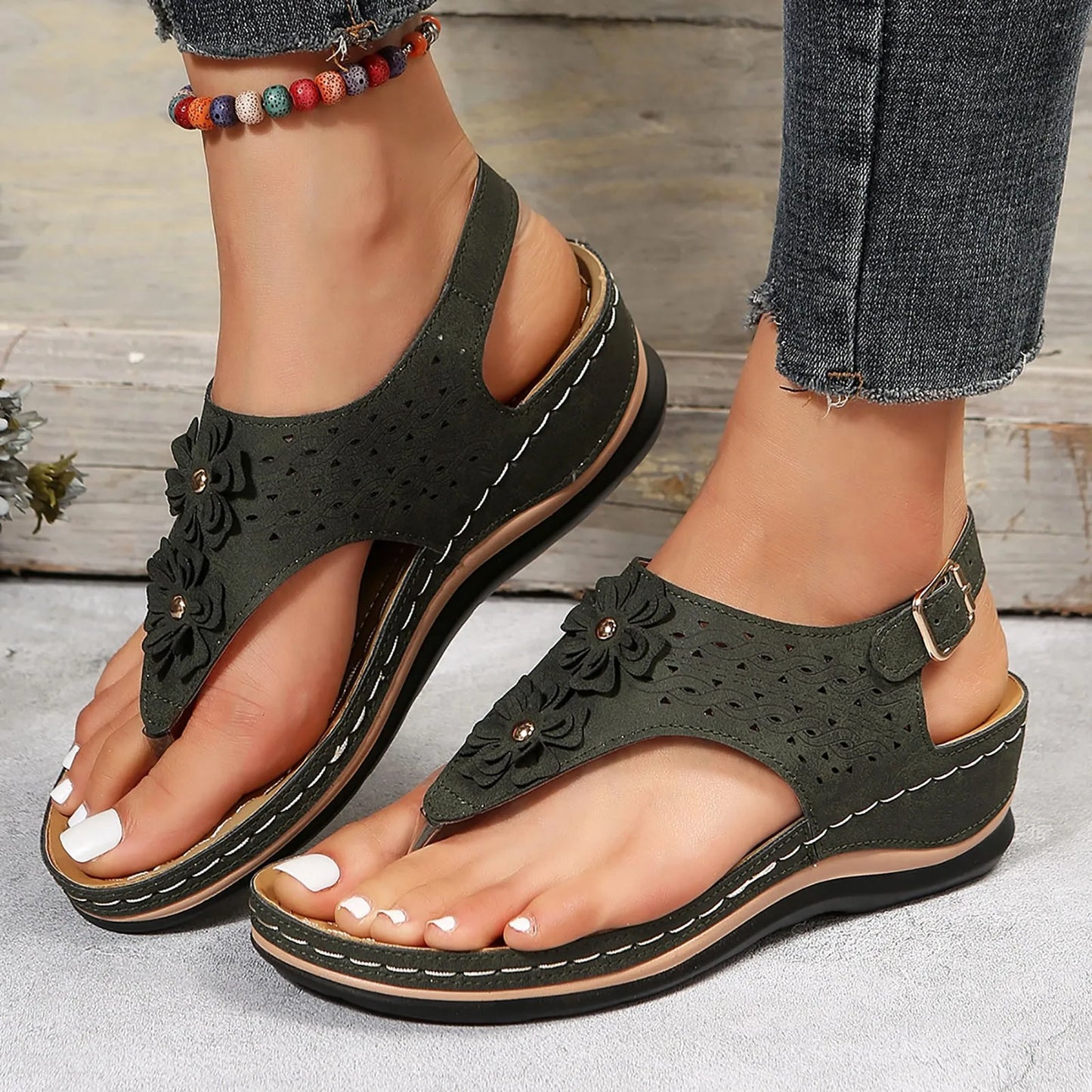 Angelie | Orthopedische sandalen met bloemen