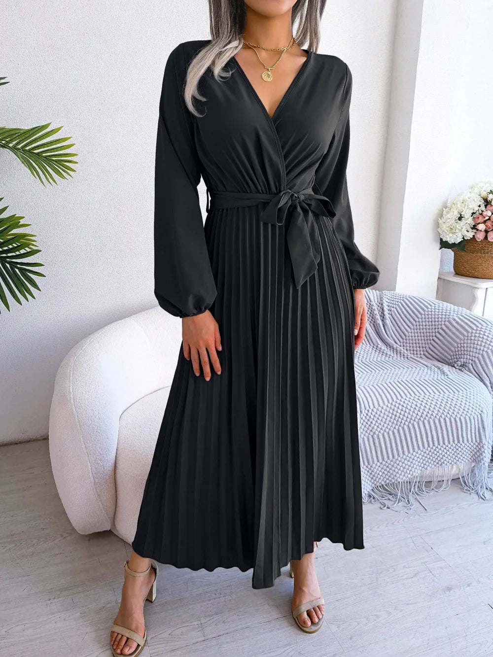 Marisol | Stijlvolle Geplooide Maxi-jurk