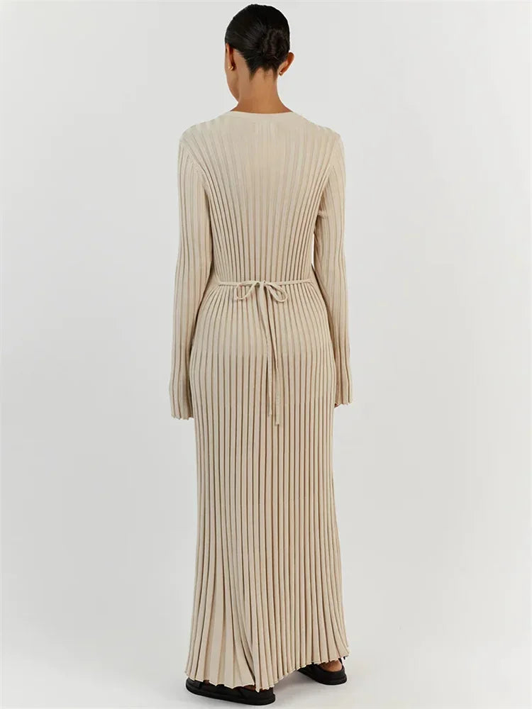 Caroline | Geribbelde Maxi Jurk