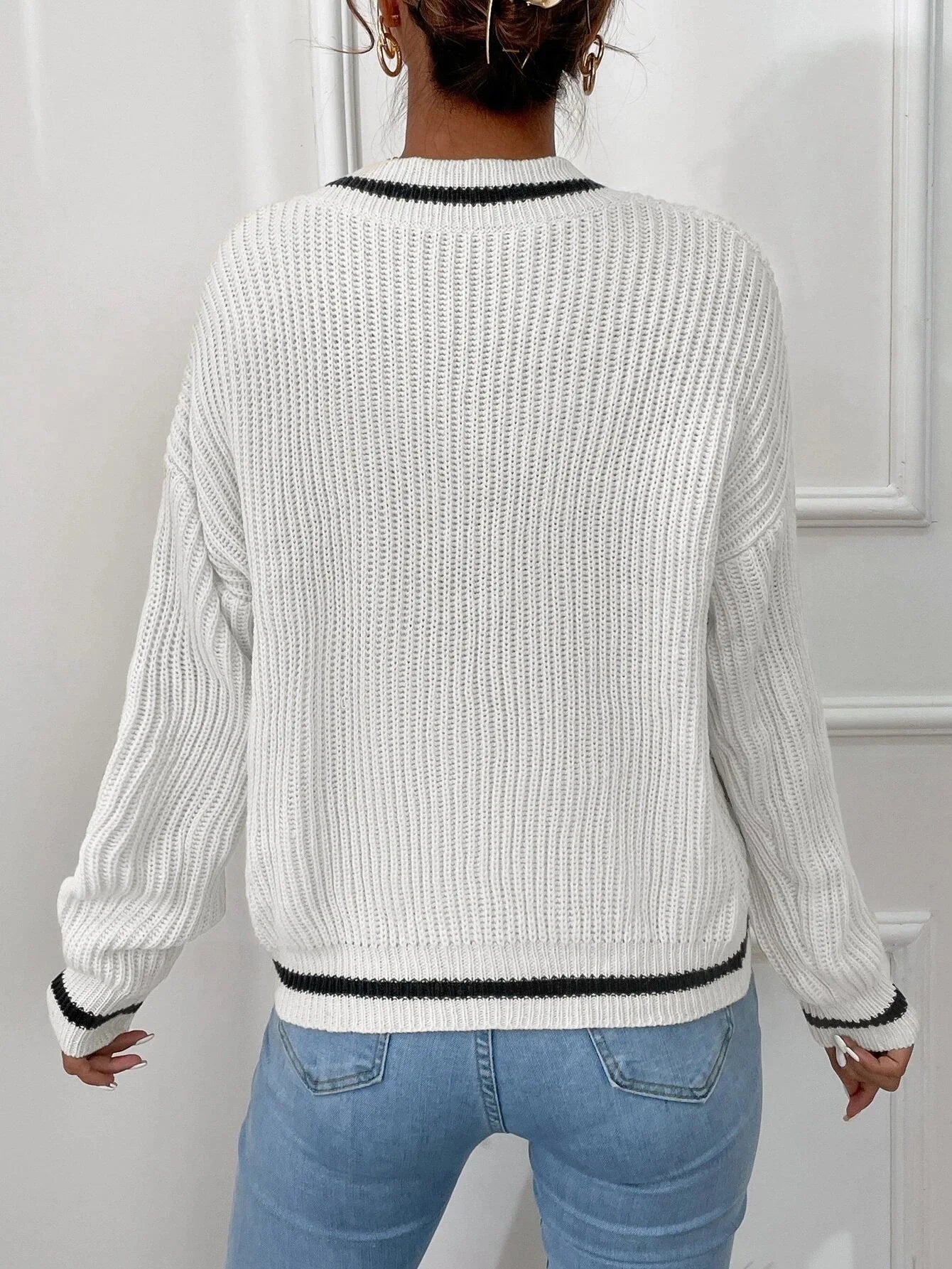Marina | Gestreepte Wafelbrei Pullover