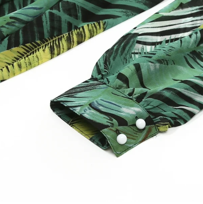 Evarine | Lange damesjurk met V-hals en ballonmouwen