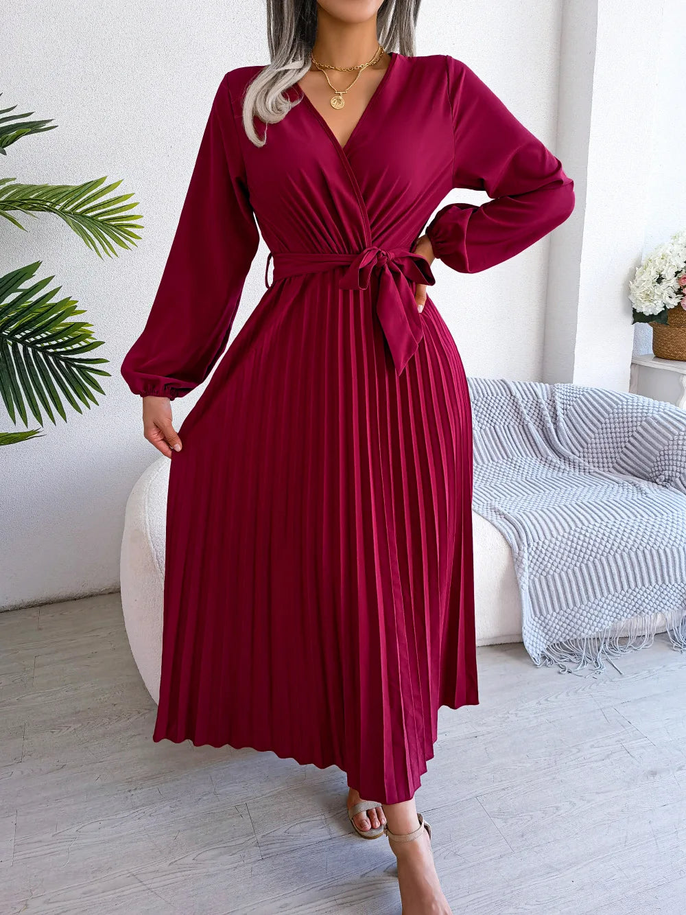 Marisol | Stijlvolle Geplooide Maxi-jurk