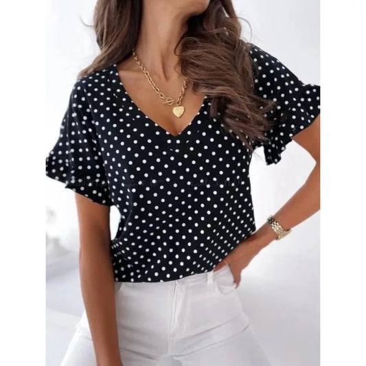 Velia | Charmante blouse met polkadotprint
