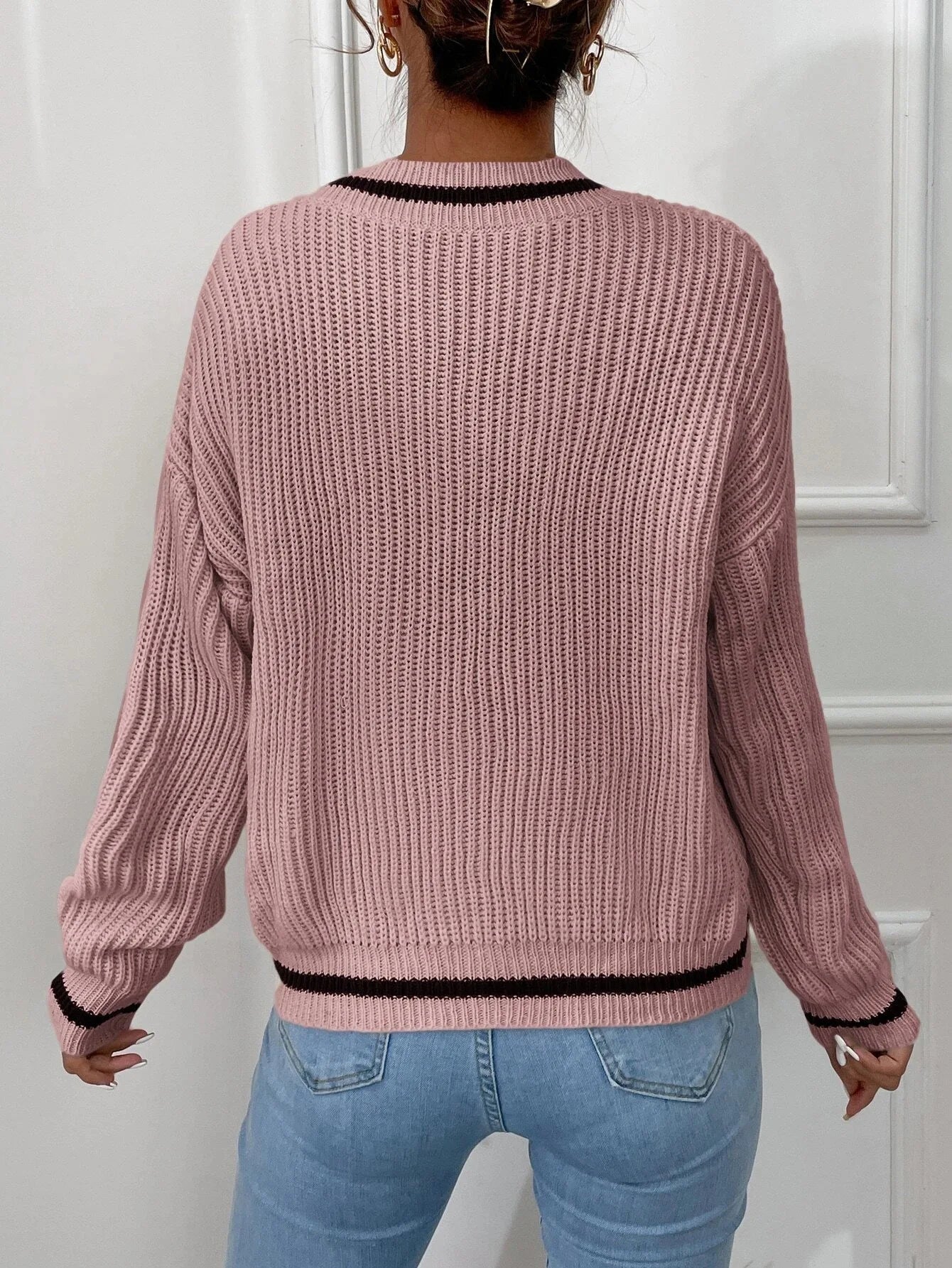 Marina | Gestreepte Wafelbrei Pullover