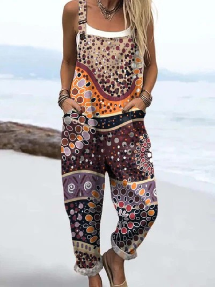 Nyah | Boho Dot Patchwork Overalls