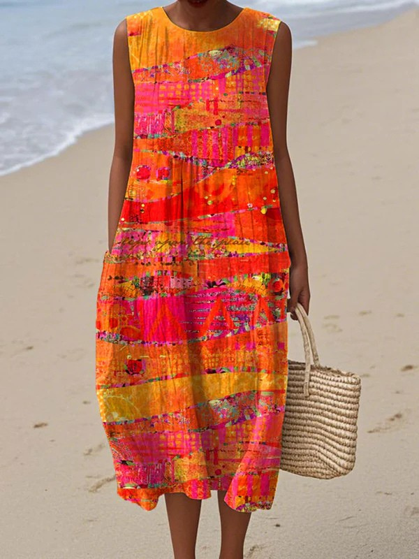 Ivy | Mouwloze Midi-jurk