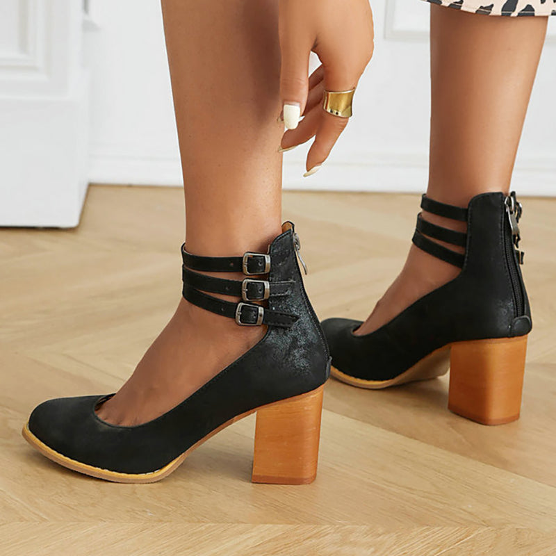 Caa™ | Elegante, soepele sandalen met enkelband en chunky hak voor een verfijnde uitstraling