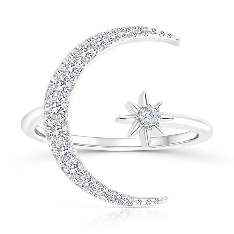 Maan en Ster Ring in Zilver