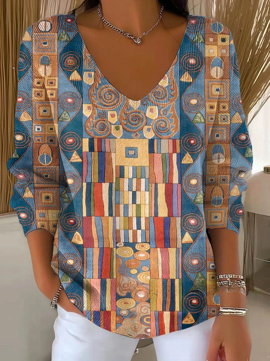 Keturah | Kleurrijke Trui met V-hals