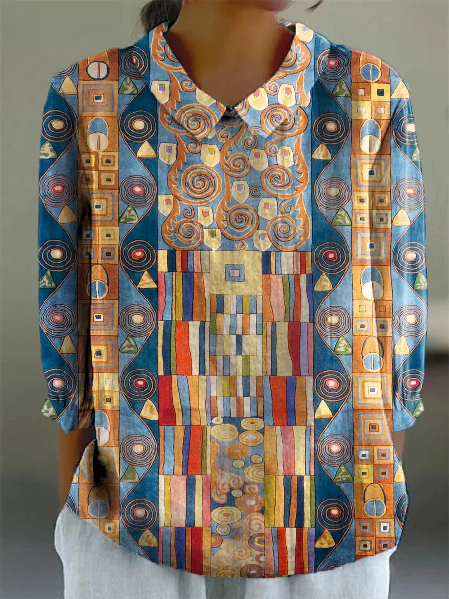 Elle | Vintage Kleurrijke Blouse
