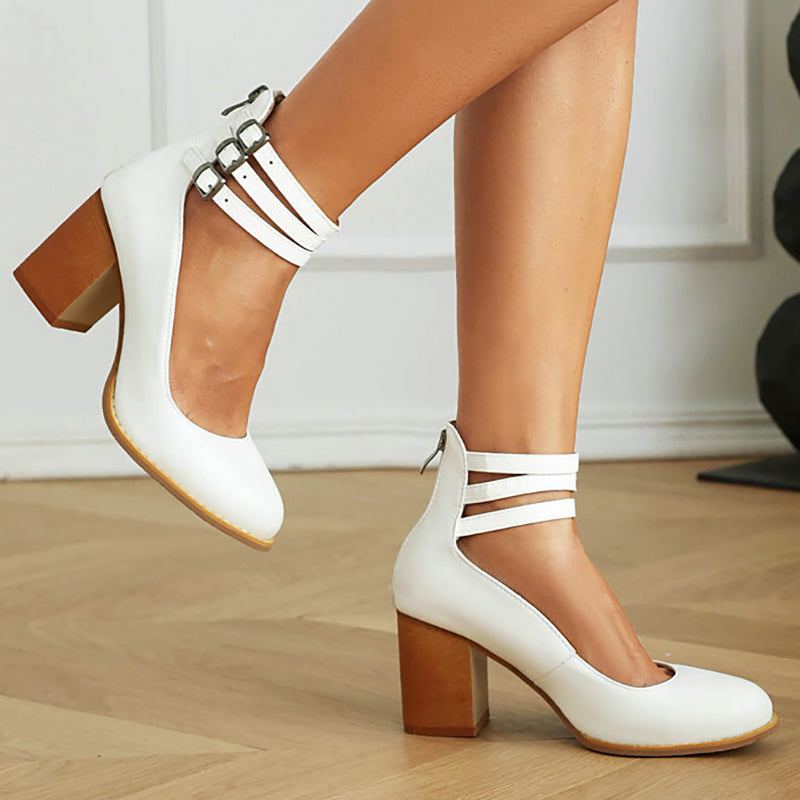 Caa™ | Elegante, soepele sandalen met enkelband en chunky hak voor een verfijnde uitstraling
