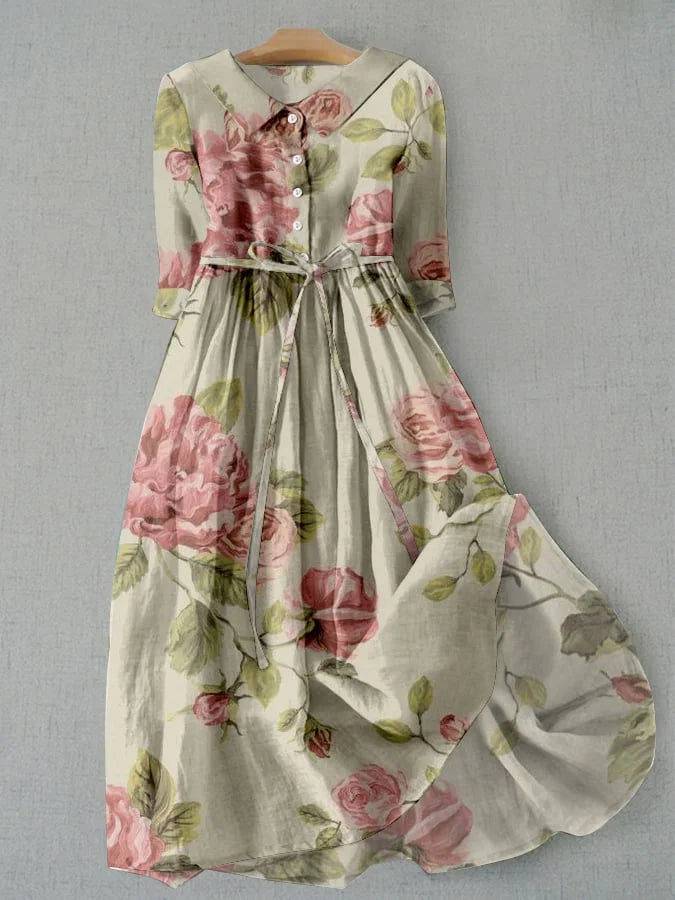 Marley - Vintage Vetersluiting Taille Bloemenprint Jurk