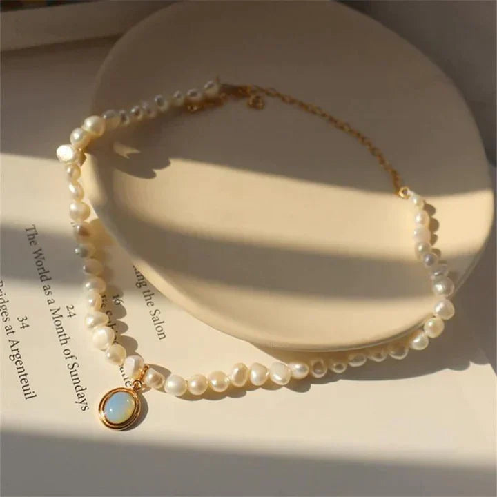 Kralenketting met Maansteen in Goud