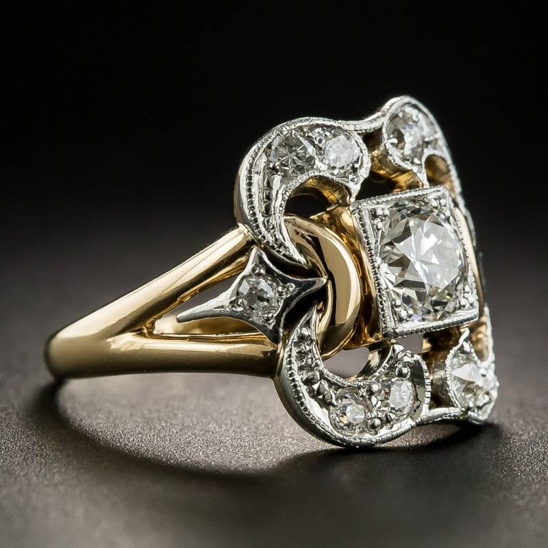 Vintage gouden ring met zirconia
