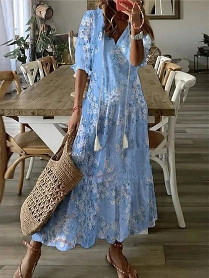 Luna | Zorgeloze Boho Jurk met Flatterende Pasvorm