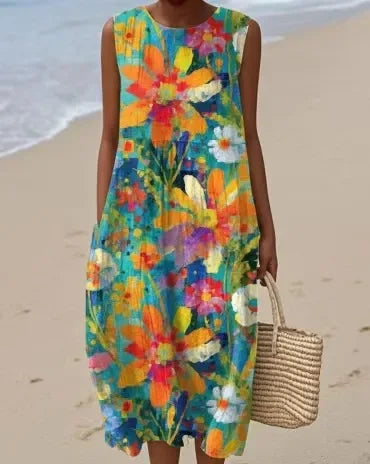 Sandra | Mouwloze Midi Jurk