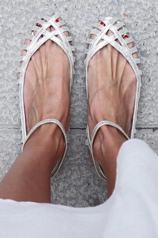 GIADA | Elegante geweven ballerina met enkelbandje voor een verfijnde stijl